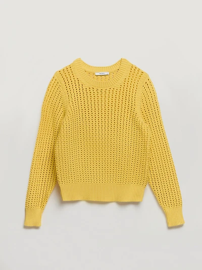 Long Sleeve Crochet Sweater Pale Banana