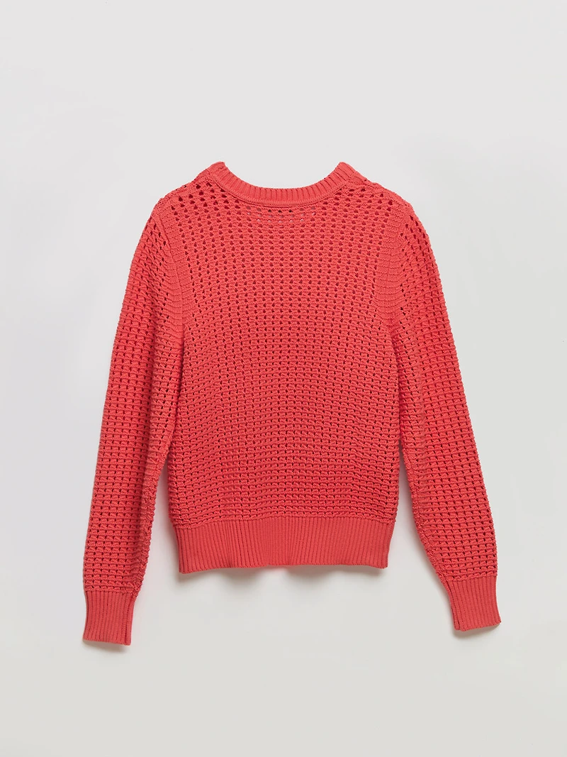 Long Sleeve Crochet Sweater Duberry
