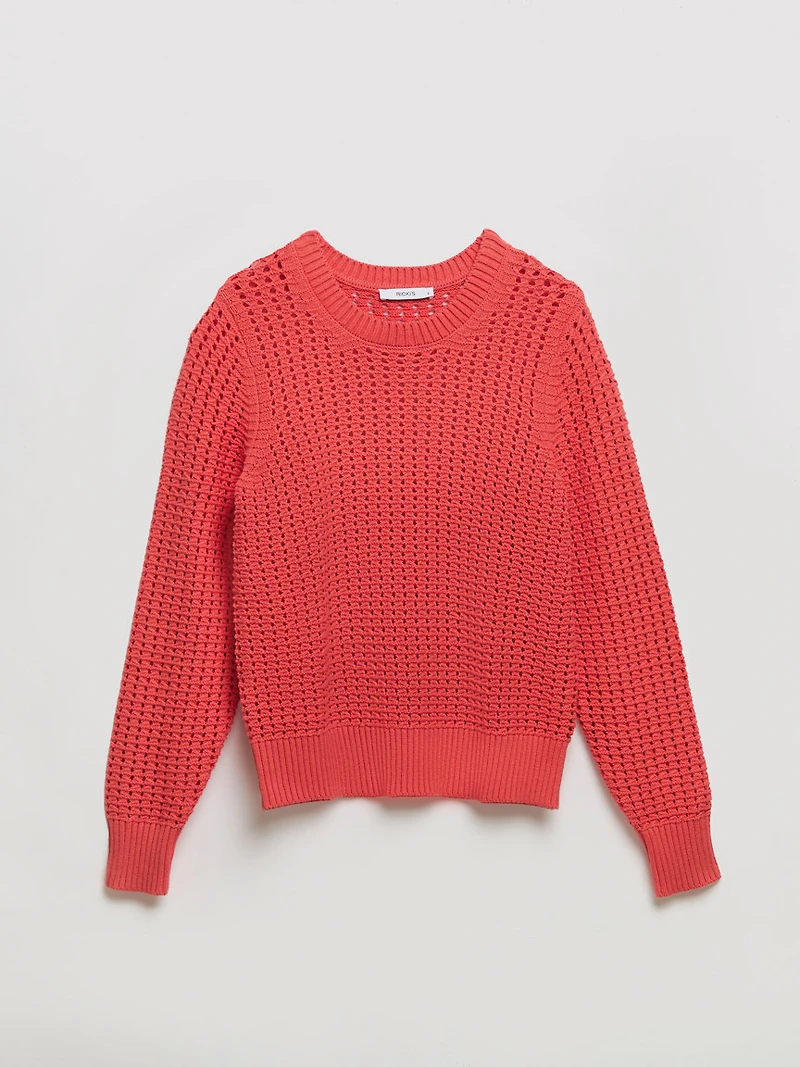 Long Sleeve Crochet Sweater Duberry