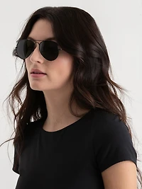 Black Aviator Frame and Green Lens Sunglasses with Case
