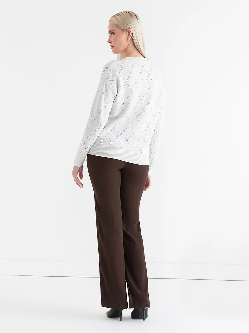 Pointelle Shimmer Pullover Sweater Blanc de