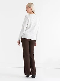Pointelle Shimmer Pullover Sweater Blanc de