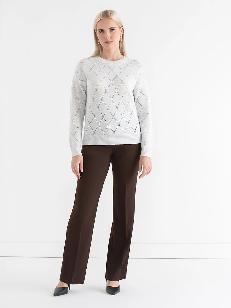Pointelle Shimmer Pullover Sweater Blanc de