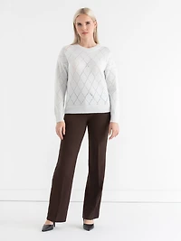Pointelle Shimmer Pullover Sweater Blanc de