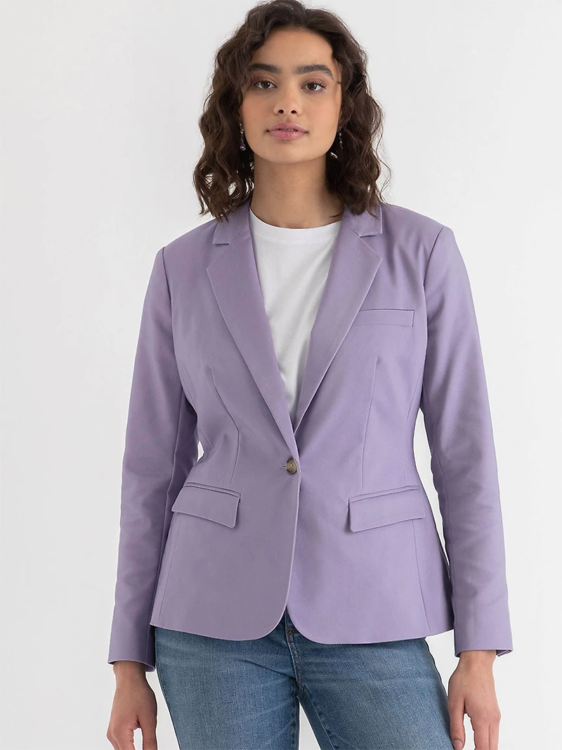 Single Button Cotton Sateen Blazer Orchid Petal
