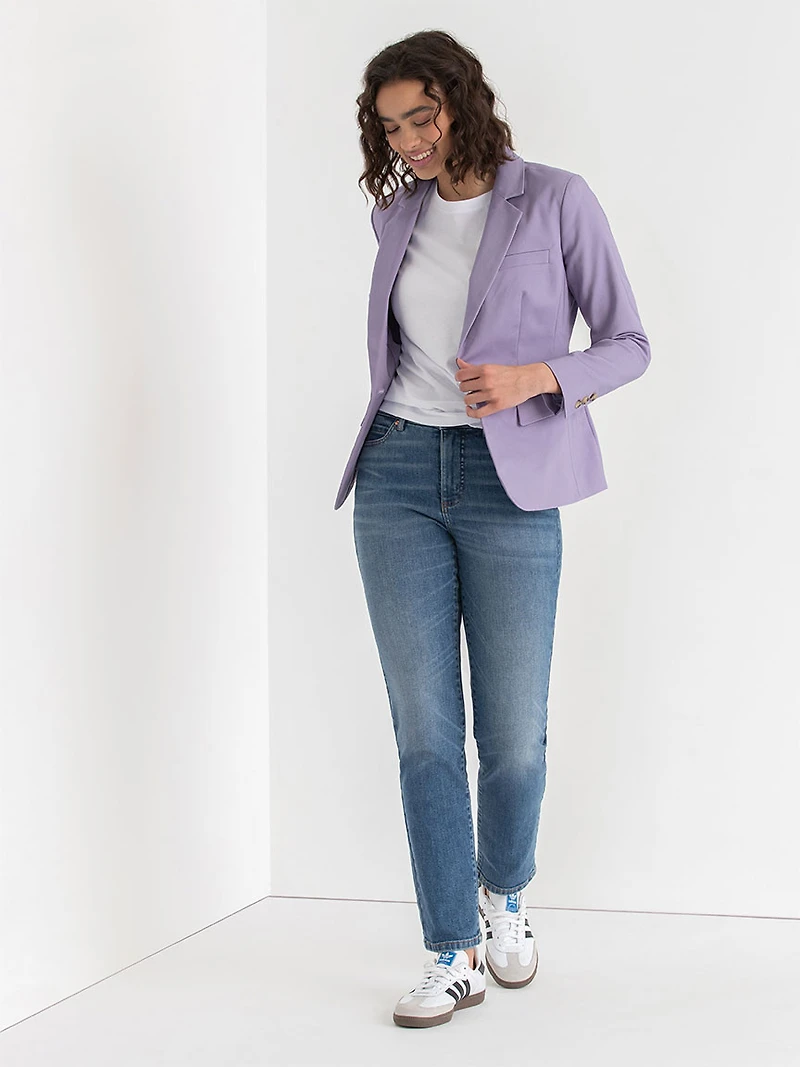 Single Button Cotton Sateen Blazer Orchid Petal