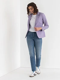 Single Button Cotton Sateen Blazer Orchid Petal