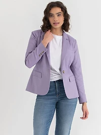 Single Button Cotton Sateen Blazer Orchid Petal