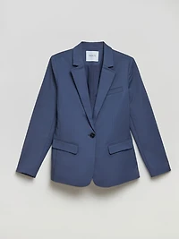 Single Button Cotton Sateen Blazer Crown Blue