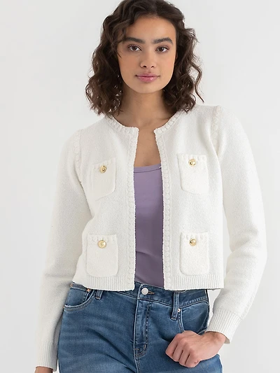 Boucle Sweater Jacket Lucent White