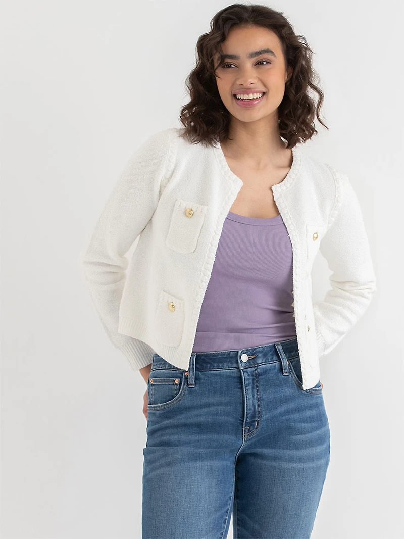 Boucle Sweater Jacket Lucent White