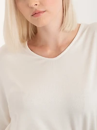Easy V-Neck Hacci Knit Top Sugar Swizzle