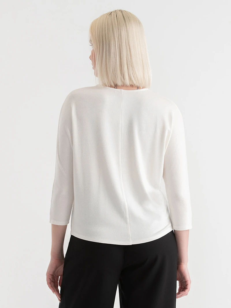 Easy V-Neck Hacci Knit Top Sugar Swizzle