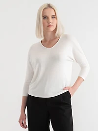 Easy V-Neck Hacci Knit Top Sugar Swizzle