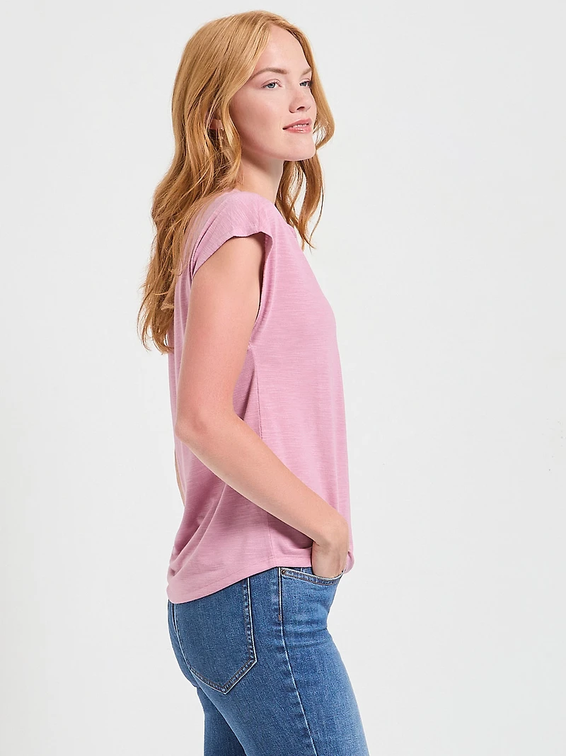 Henley Tee Shirt Lilas