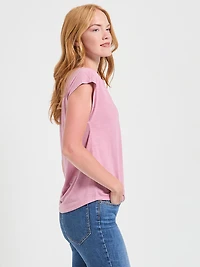 Henley Tee Shirt Lilas