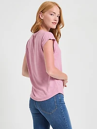 Henley Tee Shirt Lilas