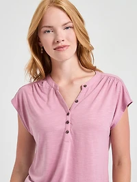 Henley Tee Shirt Lilas