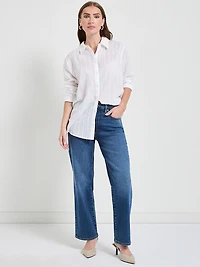 Long Sleeve Textured Woven Shirt White