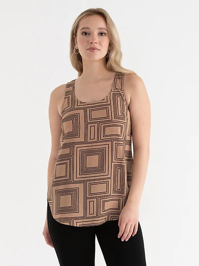 Lyla Textured Essential Print Tank Oversized Geo