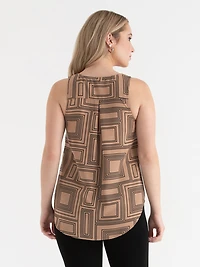 Lyla Textured Essential Print Tank Oversized Geo