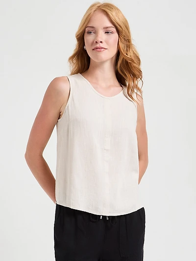 Sleeveless Linen Shell Blouse Pumice Stone
