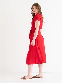 Midi Linen Shirtdress Goji Berry