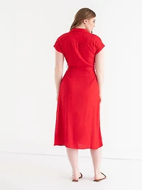 Midi Linen Shirtdress Goji Berry