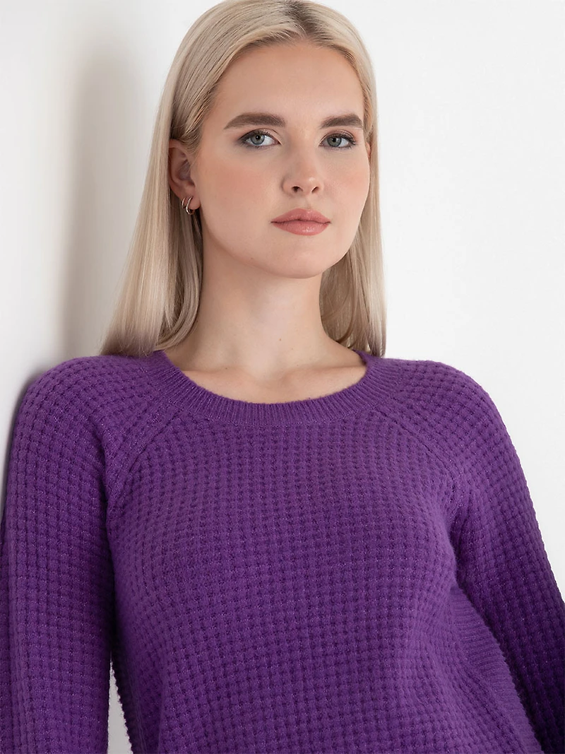 Crewneck Waffle Sweater Purple Magic