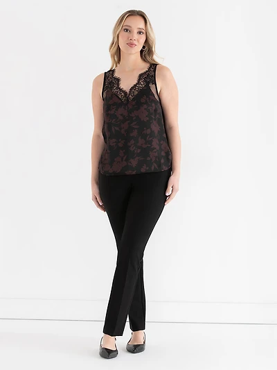Satin Lace Cami Tonal Florals