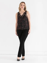 Satin Lace Cami Tonal Florals