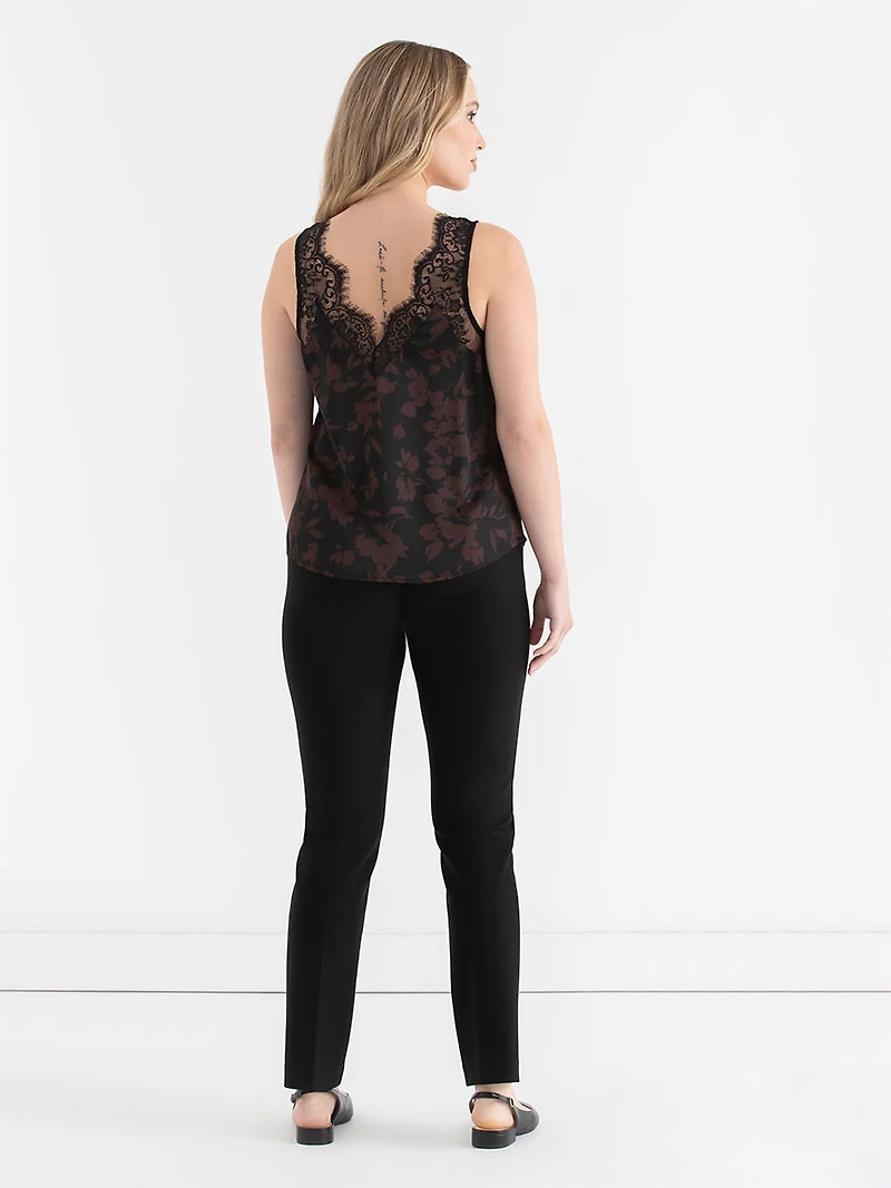 Satin Lace Cami Tonal Florals