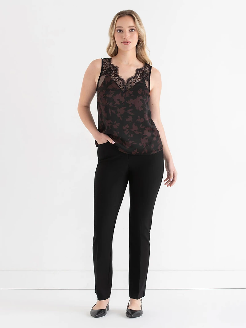 Satin Lace Cami Tonal Florals