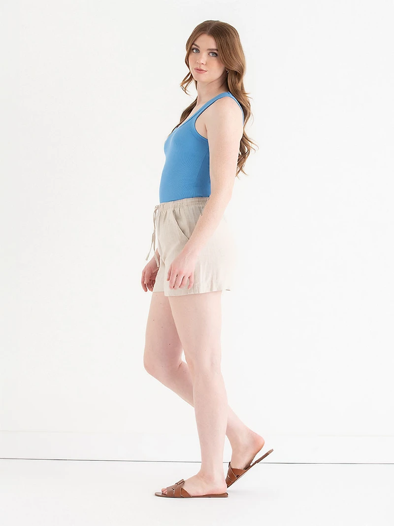 Ribbed Scoop Neck Tank Azure Blue