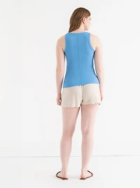 Ribbed Scoop Neck Tank Azure Blue