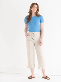 Short Sleeve Ribbed Crew Neck Top Azure Blue