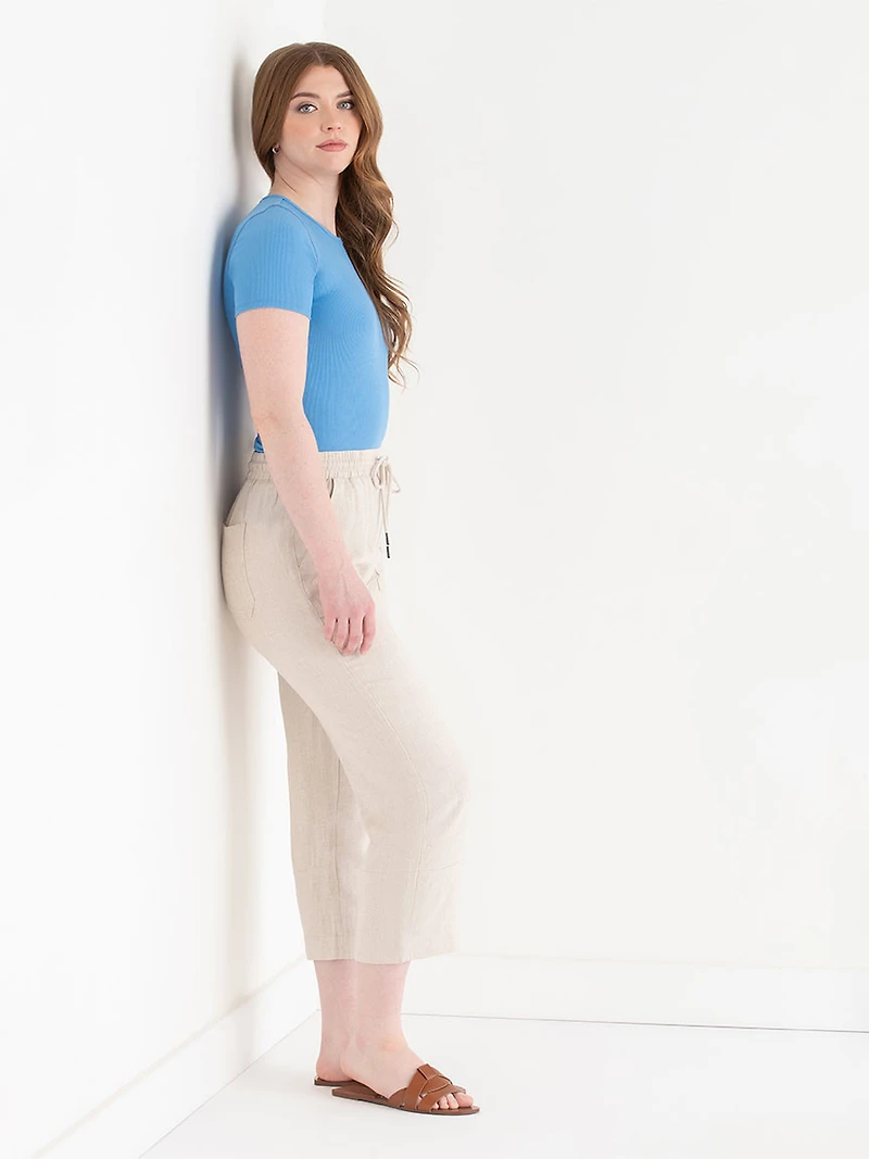 Short Sleeve Ribbed Crew Neck Top Azure Blue