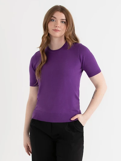 Cashmere Blend Crew Neck Sweater Purple Magic