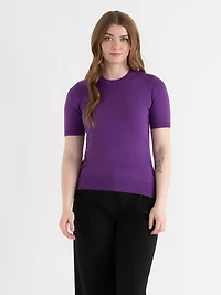 Cashmere Blend Crew Neck Sweater Purple Magic