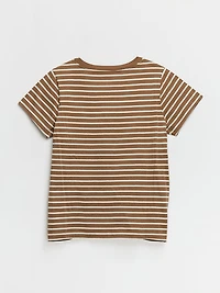 V-Neck Relaxed Tee Toasted Coconut with White Stripes