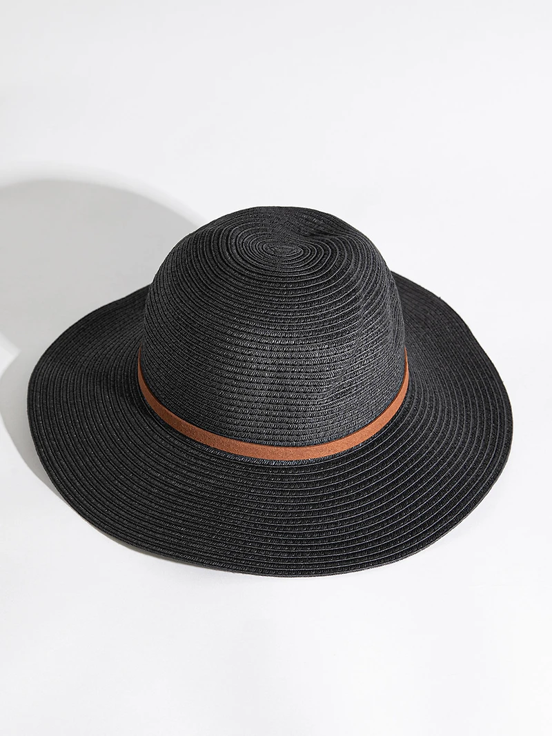 Wide-Brim Straw Hat in Black