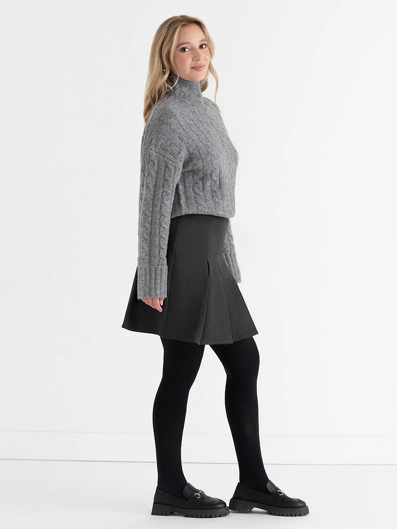 Flippy Pleated Mini Skirt Charcoal