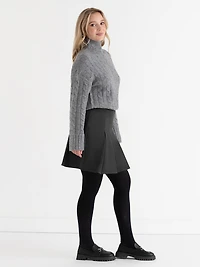 Flippy Pleated Mini Skirt Charcoal