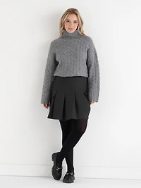 Flippy Pleated Mini Skirt Charcoal