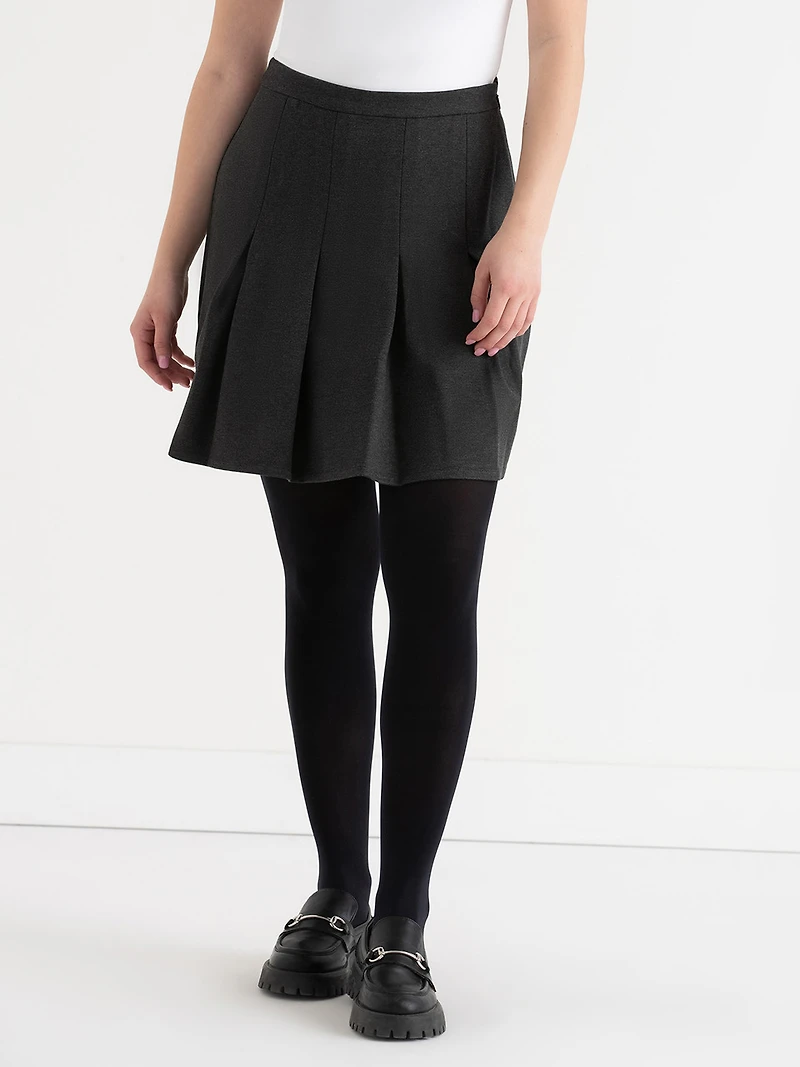 Flippy Pleated Mini Skirt Charcoal