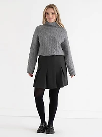 Flippy Pleated Mini Skirt Charcoal