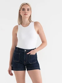 Midnight Blue Patch Pocket Jean Shorts