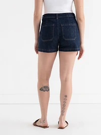 Midnight Blue Patch Pocket Jean Shorts