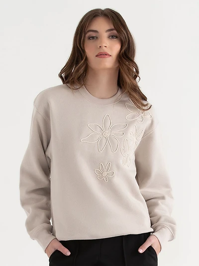 Classic Fit Cotton Crewneck Sweatshirt Pumice Stone