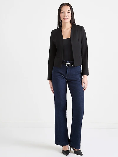 Open Collarless Short Blazer